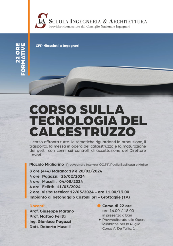 Locandina Calcestruzzo_v2 CORSO SULLA TECNOLOGIA DEL CALCESTRUZZO